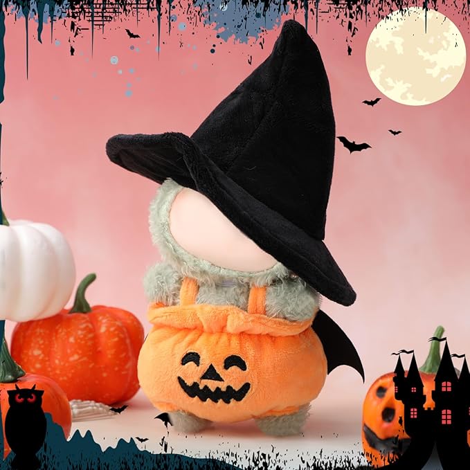 1 Sets 17cm Doll Clothes Outfits Dolls Costume Accessories Cute Pumpkin Outfit and Witch Hat for Spooky Halloween Dressed up Party Favors Decoration Gifts