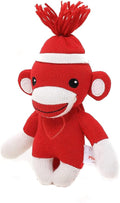 Adorable Sock Monkey 6 Inches, The Original Traditional Hand Knitted Stuffed Animal Toy Gift-for Kids, Babies, Teens, Girls and Boys Baby Doll Present Puppet (Red)