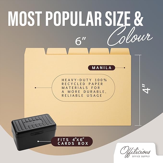 50 Heavyweight Manila Index Card Dividers with Tabs, 4x6 Blank, 108 Stickers - Monthly, Recipe & Greeting Card Dividers