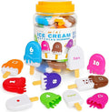 Ice Cream Toy Set - Number & Shape Sorting Stacking Bucket for Toddlers - Educational Counting Color Recognition - Montessori Math Learning Toys for Kids Ages 3+Year Old