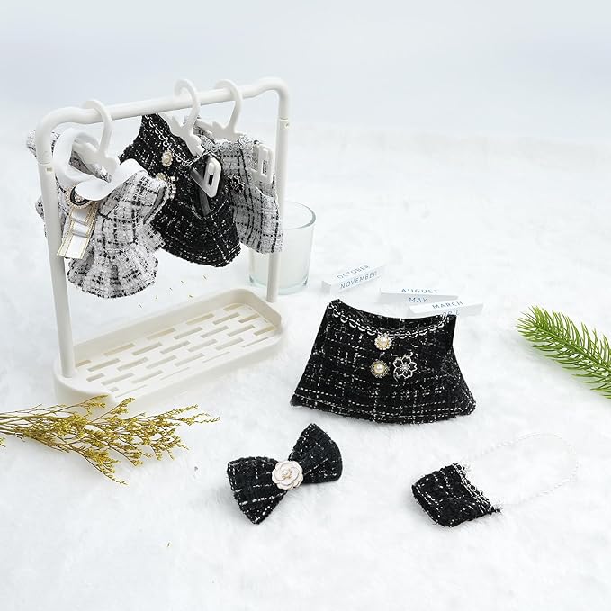 17cm Doll Clothes Set-Adorable Outfits for Dolls-Stylish Accessaries Clothes Dress-Up-Replaceable Clothing Collections, Includes Hat, Top, Skirt(Black-Style A)