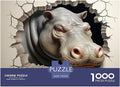 Hippo for Adults Fun 1000 Piece 3D Animal Thickened Wooden Jigsaw Puzzles Stress Relief Toy Home Decoration Toy Intellectual Game Education Game Premium & Durable 1000pcs (75x50cm)