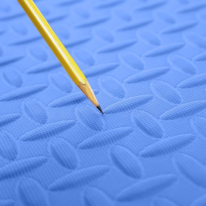 IncStores 1/2 Inch Thick Diamond Soft Foam Flooring Tiles | High-Density Interlocking Foam Tiles for Rugged Style in Your Home Gym, Playroom, and More | Blue, 9 Tiles