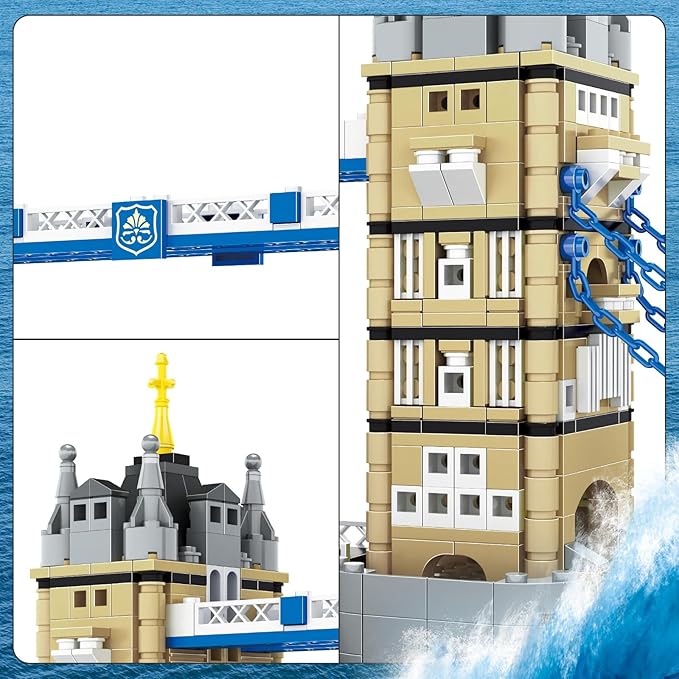 London Twin Tower Bridge Building Blocks Set – 969 Pieces DIY Architecture Model Kit, Collectible Landmark Toy for Adults & Kids, Creative Gift for Christmas&Birthday