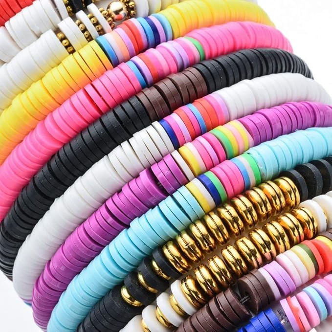 3000Pcs Clay Beads Flat Round Polymer Bead Vinyl Heishi Beads Flat Round Polymer Bead for Jewelry Making Necklace Bracelet (31-Navy Blue)