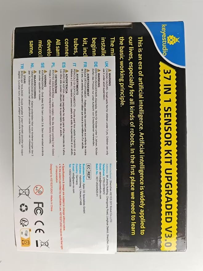 KEYESTUDIO 48 Sensors Modules Starter Kit for Arduino with LCD, 5v Relay, Sound, LED Modules, Servo Motor, Motion, Pressure Sensor, Gas Sensor, etc.Programming for Beginners Adults Learning