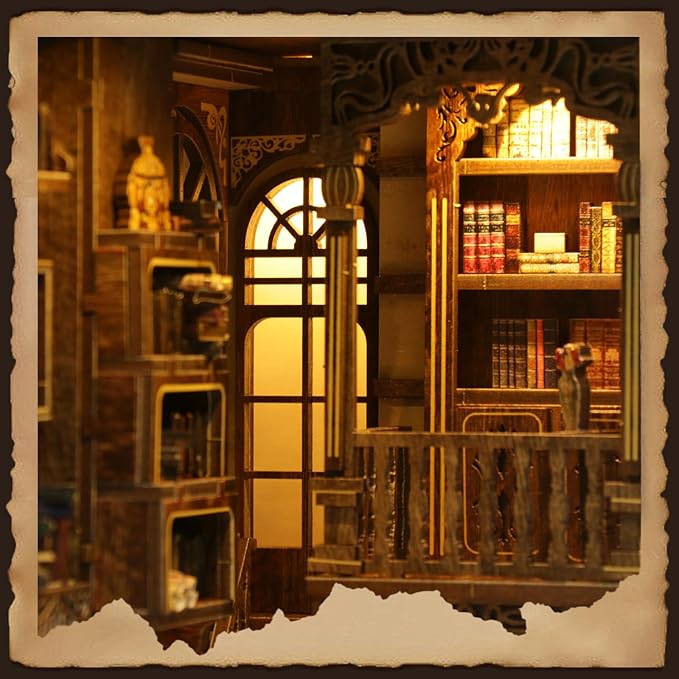 DIY Miniature House Kit, Mini House Building Kit, DIY Book Nook Kit, Tiny Model House for Adults to Build, Beginner 3D Wooden Book Nook, for Family Friends (Book Museum)