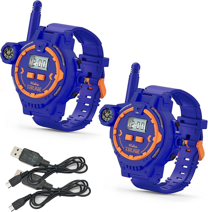 Rechargeable Walkie Talkie for Kids Two-Way Radio Walky Talky with Flashlight Children Outdoor Game Interphone Toy Game and Gifts for Boy and Girl Age 4 to 12 (Blue)