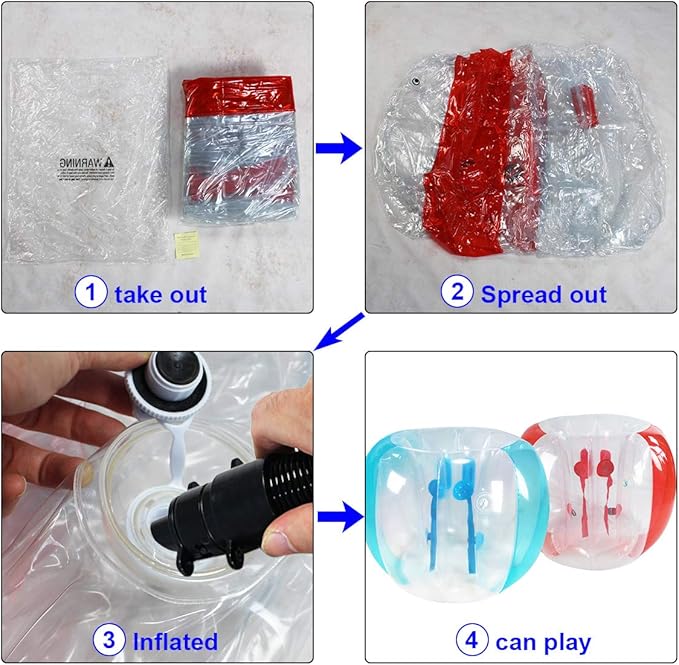 SUNSHINEMALL 2 Pack Inflatable Bumper Balls for Adults (4ft/1.2m) Giant Sumo Balls Body Bumpers Balls Buddy Zorb Ball Outdoor Toys for Kids Yard Human Bubble Ball Hamster Ball(Red+Blue, 48inch)