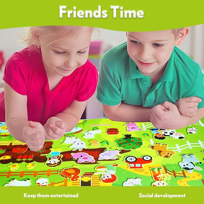Felt Board for Toddlers Play Farm Animals Story Sets, Large Wall Activity Busy Board for Kids, Montessori Toys, Barnyard Theme Interactive Sensory Toys, Preschool Learning Play Kit, Classroom