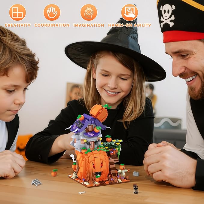 Halloween Pumpkin House Mini Building Blocks Set - 723PCS Halloween Themed Decor Kit, Creative Toys for Adults, Party for Adults