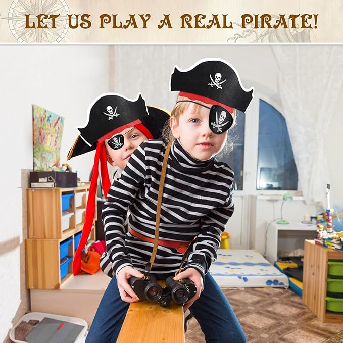 Legigo 72 Pcs Pirate Hat with Eye Mask - Classic Costume Cap Accessories for Pirate Party Cosplay Caribbean Dress, Black