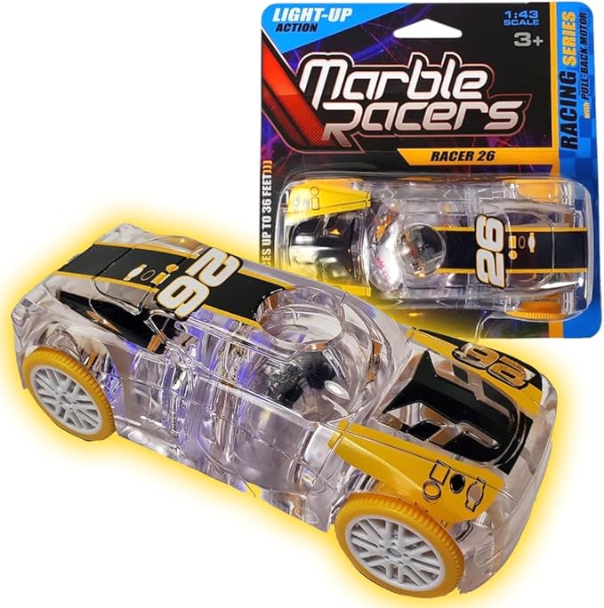 No. 26, LED Light Up Pull Back Race Car, Toy Vehicle for Kids 3 and Up