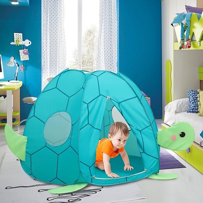 Kids Play Tent Pop up Tent Turtles Automatic Setup Play House Tent for Girls and Boys Outdoor and Indoor Patented (Turtle)
