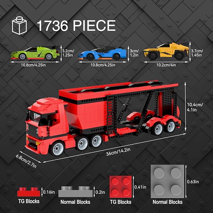 Micro Brick Car Transportation Building Blcok Set - Kids Toy Train Building Set, Ages 8+ - Gift Ideas for Boys & Girls Birthdays