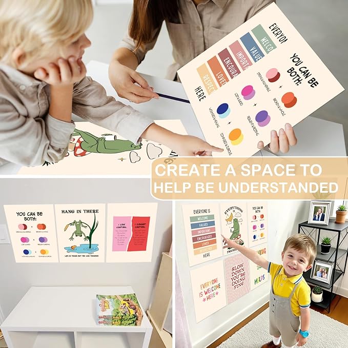 Mental Health Posters Therapy Posters for Office 11"x14" Mental Health Wall Art Inspirational Positive Quotes Poster for Home Classroom School Counselor Counseling Office Decor(frog9)