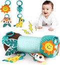 Inflatable Baby Tummy Time Toys Pillow for Newborn, Montessori Baby Sensory Toys Roller with Detachable Mirror, Squeaker, Teether & Rattle, Help with Early Development 3-6 Months (Fox)