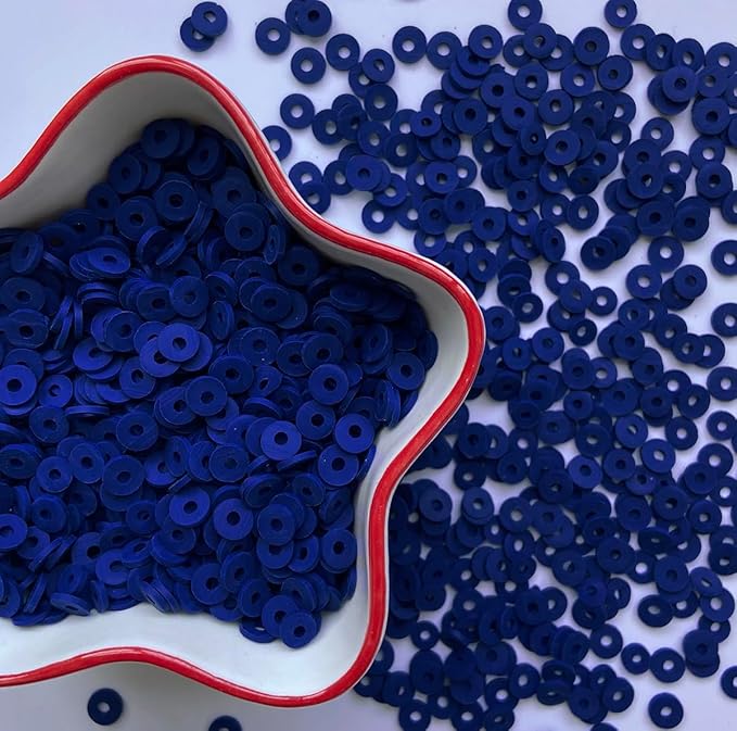 3000Pcs Clay Beads Flat Round Polymer Bead Vinyl Heishi Beads Flat Round Polymer Bead for Jewelry Making Necklace Bracelet (31-Navy Blue)