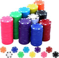Coopay 500 Pcs Plastic Poker Chips for Texas Hold'em, Blackjack, Poker Chips Set with Dice Striped Edges for Card Board Game, Card Club Late Game Night Home Themed Events Party Supplies