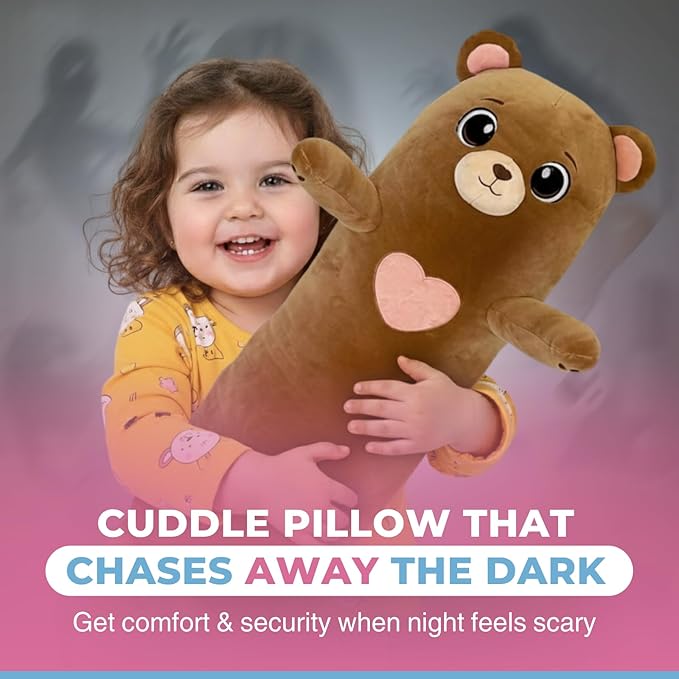 Bear Plush Body Pillow for Kids | Long Stuffed Animal Cuddle Pillow | Soft Hugging Toy | Plushie Gift for Girls & Boys | Long Plush Body Pillow for Sleep & Comfort | Medium, 35 Inches