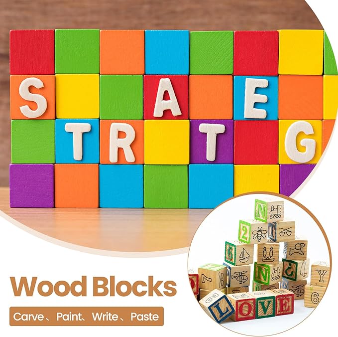 Barydat 10 Pcs 2.36 in Wooden Cubes, Unfinished Wooden Blocks for Crafting Natural Craft Wood Square Blank Cube for DIY Project Baby Showers