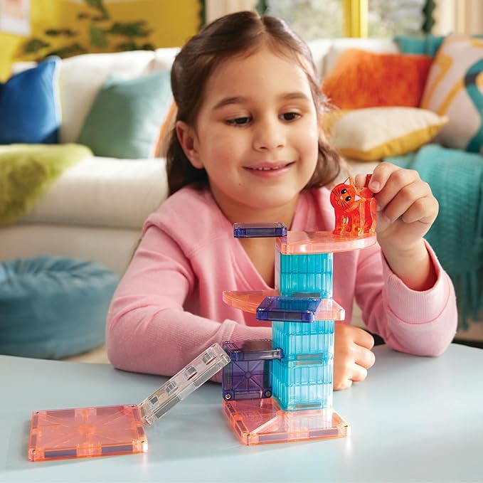MAGNA-TILES Cat Tree 13-Piece Magnetic Construction Set, The Original Magnetic Building Brand