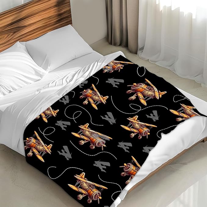 Blanket for Boy Men Kids Airplane Blanket Gift for Son Birthday, 40x50 Inches Lightweight Cute Decor Throw for Couch Sofa Bed