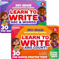 QUOKKA Busy Book Handwriting Practice for Kids - 2 Set - Learn to Write for Toddlers Age 3 4 5 - | 24 Tasks | 4 Dry Erase Markers | - Homeschool Preschool Learning Activities