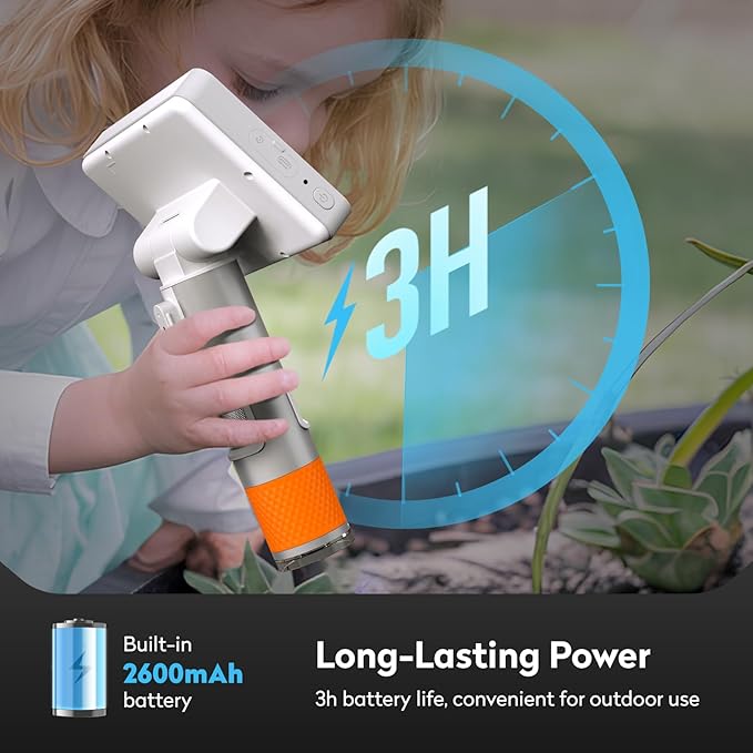 MX2-A Handheld Microscope for Kids, Portable Digital Microscope 100-1600X with 4.3-inch 1080P LCD Screen, MatataStudio Wireless USB Educational Microscopes for Kids & Adults
