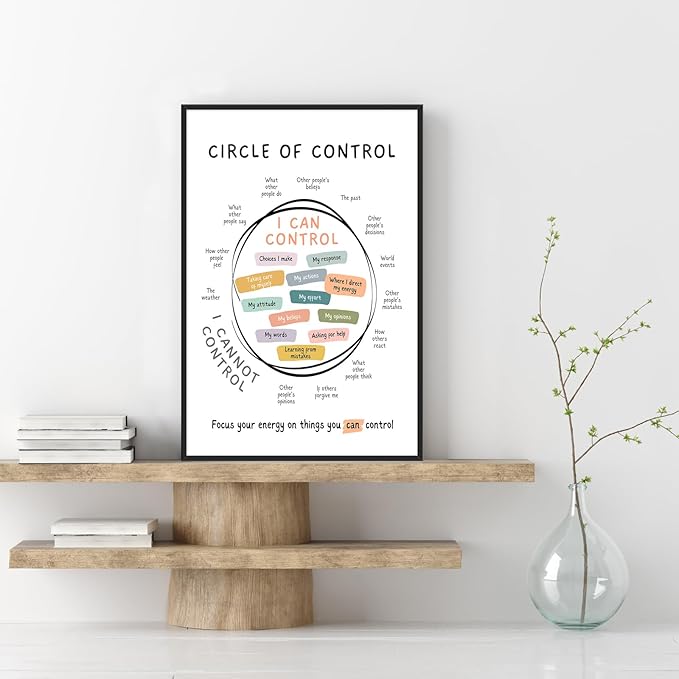 Circle Of Control Poster What I Can And Cannot Control Therapy Office Wall Art Kids Mental Health Poster Calm Down Corner School Decor 20x30in BlackFramed