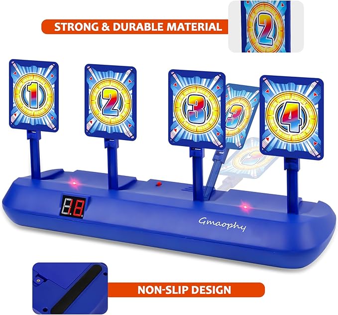 GMAOPHY Digital Shooting Targets with 2 Foam Dart Toy Blaster, Kids Shooting Game Toys, Electronic Scoring Auto Reset 4 Targets, Birthday for Ages 5 6 7 8 9 10+ Years Old Kids Boys Girls