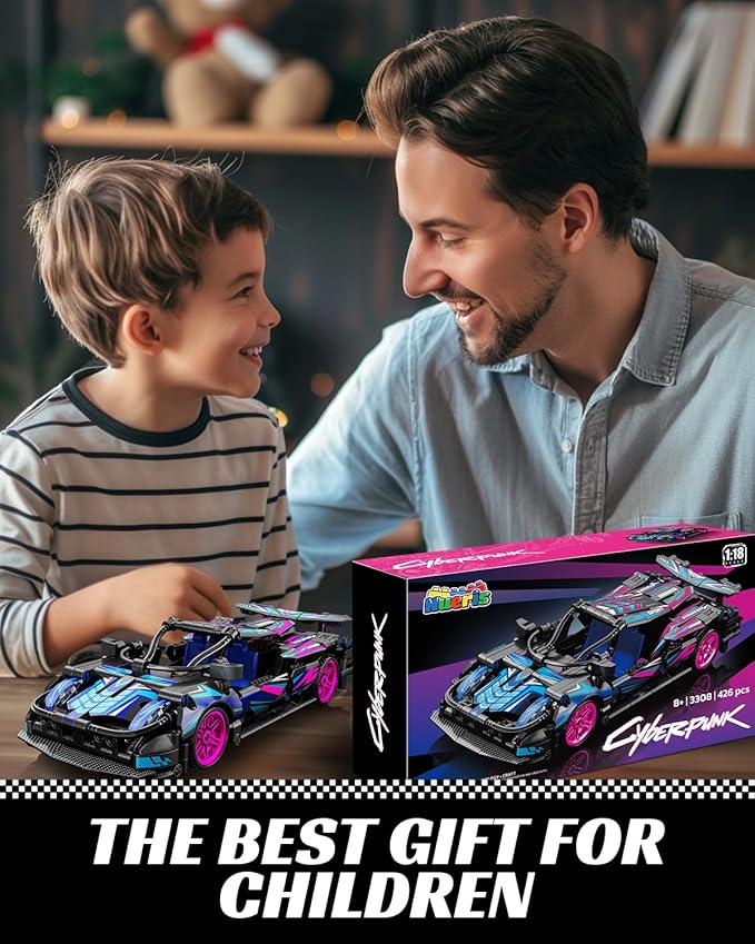 1:18 Technic Super Sports Cars Model Sets - 426 PCS Cyberpunk MOC Building Block Car Raceing Engineering Toys - Gift Idea for Adults Boys Girls for Play and Display Collection