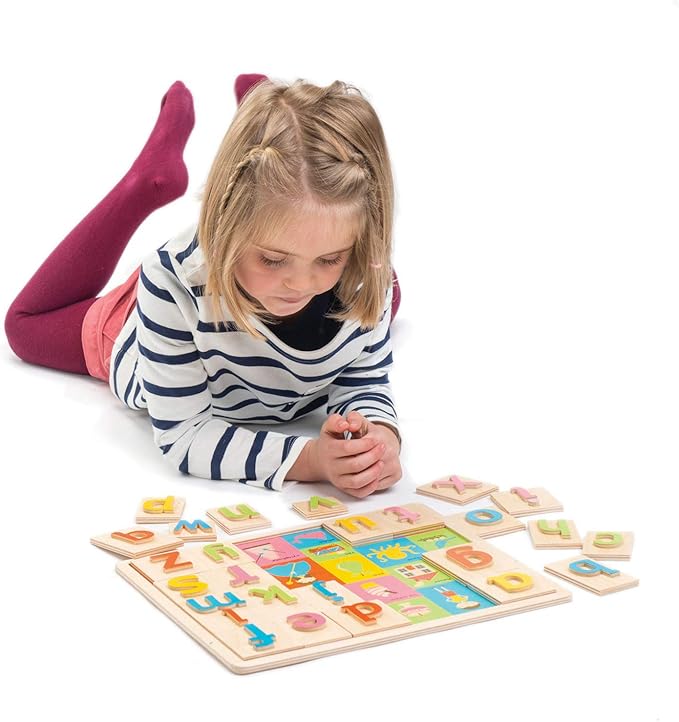 Tender Leaf Toys Wooden Alphabet Pictures - Colorful Animals Display, Engaging Preschoolers, Language Building Tool, 18m+