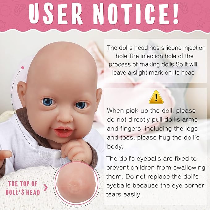 Vollence 14 inch Full Body Silicone Baby Dolls That Look Real, Not Vinyl, Soft Realistic Newborn Baby Dolls Birthday Gifts for Kids, Girl