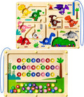 2 in 1 Magnetic Color and Number Maze Magnet Alphabet Counting Car Puzzle Double Sided Board Fine Motor Skills Montessori Preschool Toys for Boys and Girls (Color1, One Side)