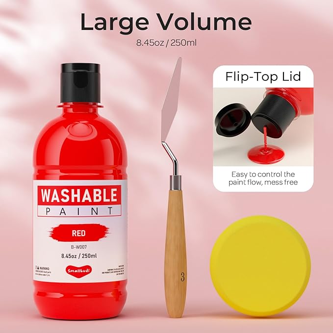 8 Colors Large Washable Paint Set for Kid (8.45oz,250 ml), Bulk Paint Supplies Non Toxic Children Tempera Paint for Art, Craft, DIY, Poster & Finger Paint, Face, School Home Classroom Party
