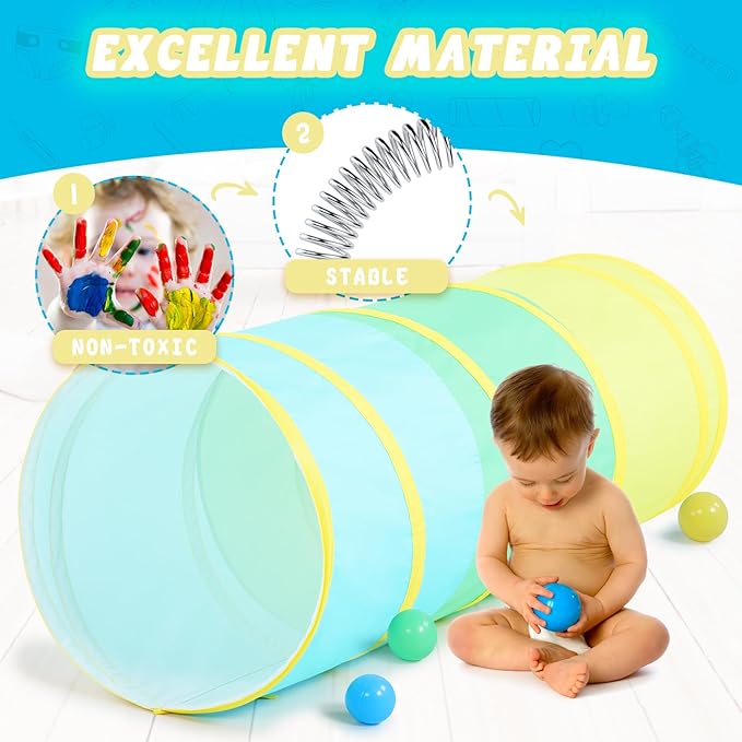 PigPigPen Kids Tunnel for Toddlers,Pop Up Play Tunnel Tent for Babies or Dogs, Indoor & Outdoor Toys for Kids Backyard Playset (Cotton Play Tunnel)