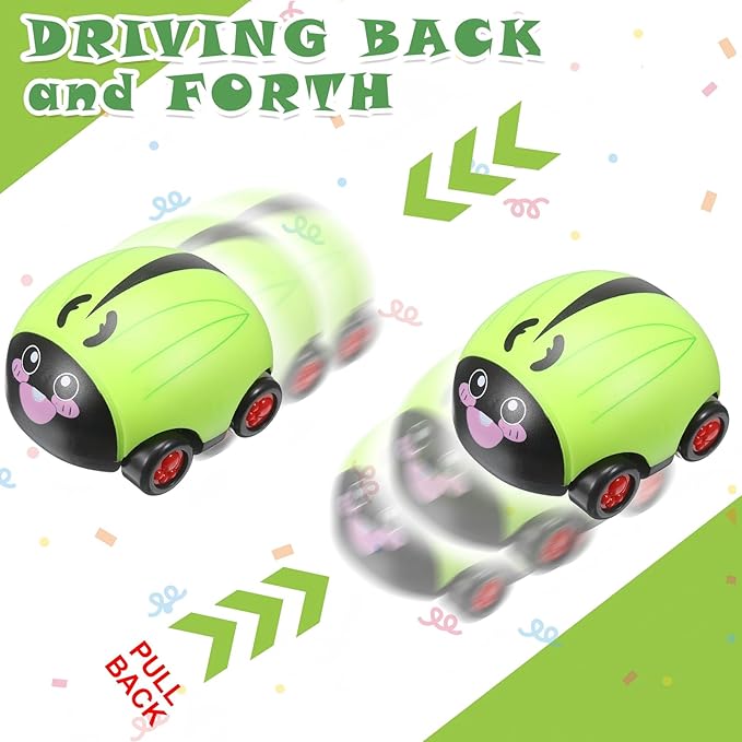 Skylety 6 Pieces Animals Pull Back Cars Sets Friction Powered Push and Go Back and Forth Vehicles Car Toys Friction Powered Vehicle Playset Toys for Christmas Gift