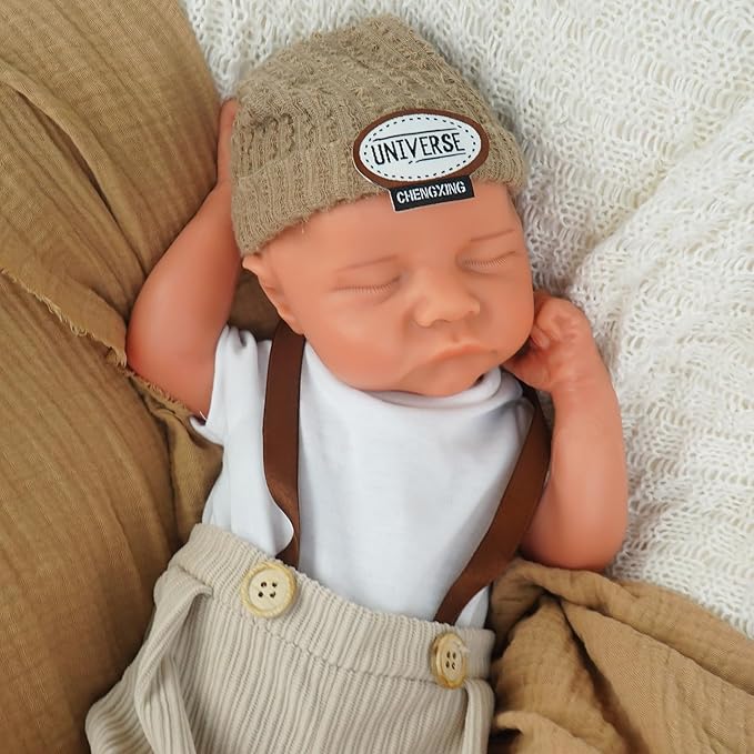 Boy 17.5 Inch, Full Silicone Baby Doll, Realistic Baby Dolls, Realistic Veins & Sleeping Pose, Not Vinyl, Reborn Baby Dolls Silicone Full Body, Gift Set