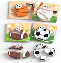 Wooden Sports Puzzles for Toddlers 2-4 | Wood Puzzles for Kids, Toddler Sports Toys for Toddlers, Basketball Toy, Football Toys, Baseball Toy, Soccer Toddler 2 3 Year Old Boy