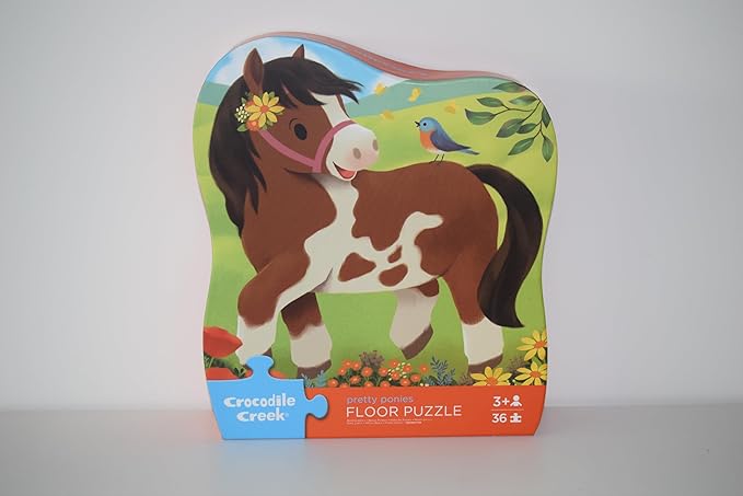 Crocodile Creek Jigsaw Puzzle, 36 Piece for Kids 3 Years and Up, Heavy-Duty Shaped Box for Storage, Finished Puzzle Size 18 x 24 inches, Pretty Ponies