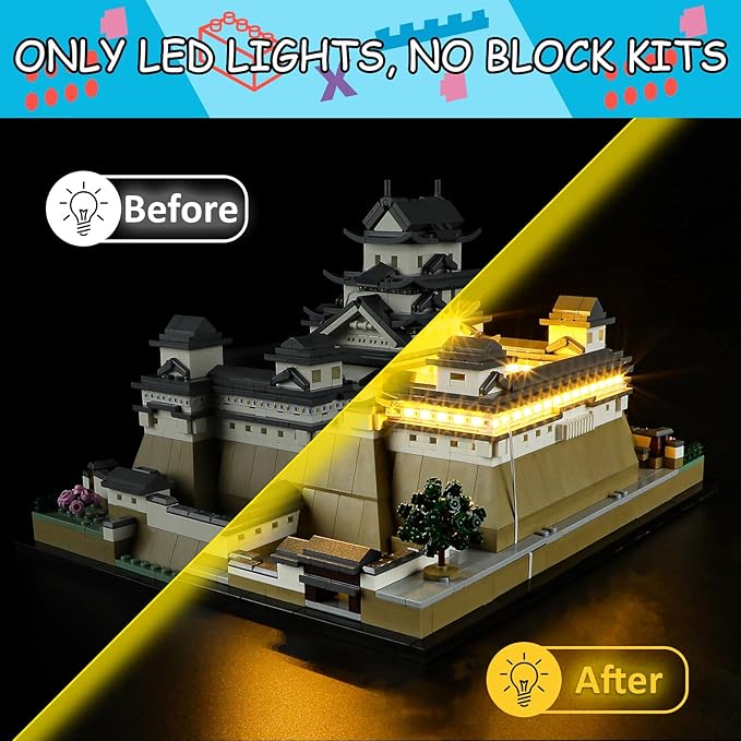 LED Light Kit for Lego Architecture 21060 Himeji Castle Set, Compatible with Lego 21060 Building Blocks Model(Not Include Blocks Set)