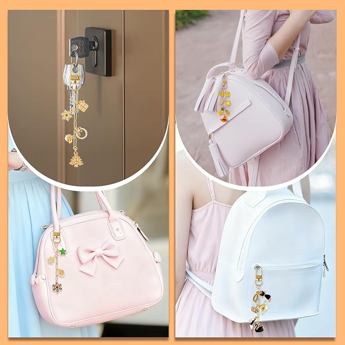 Wurosi 25 Set Paperclip Keychain Making Kit, Bag Charm Kit, 25 Keychain Clips, 25 Extender Chain, 25 Resealable Pouch Bag, 25 Thank You Cards, 5M Hemp Rope, Jewelry Making Kit for DIY Keyrings Charms