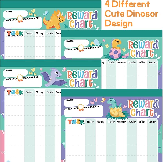 Reward Chart for Kids – Dinosaur Magnetic Kids Behavior Chart, Pad with 26 Chore Charts, 1920 Star Stickers, 49 Incentive Stickers, Responsibility Chart for Kids Boys Toddlers - Kids Chore Chart