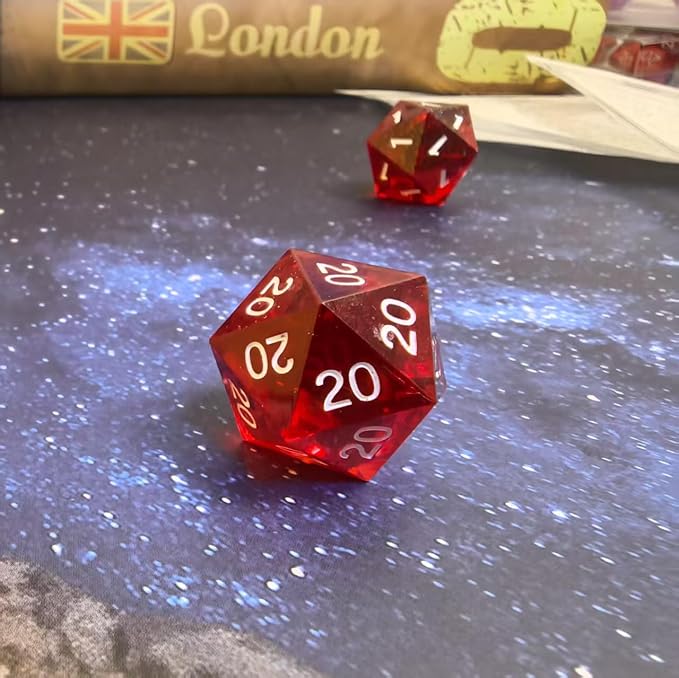 Roll of Fate D20 Dice Set – All Natural 20 or All Natural 1 – Designed for D&D Players Seeking Epic Victories or Failures (Red)