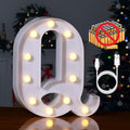 Foaky Rechargeable LED Letter Lights Sign Marquee Light Up Letters Sign for Night Light Wedding/Birthday Party Christmas Lamp Home Bar Decoration (Q)