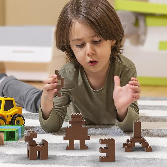 500 Piece Brown Bricks Bulk, Brown 2x4 Building Bricks Flat, Compatible with Lego Parts and Pieces: 2x4 Brown Bricks(Color: Brown)