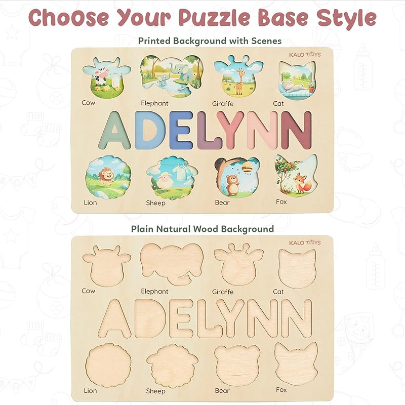 Personalized Name Puzzles for Toddlers 1-3 - Custom Baby Puzzle, Personalized Easter Basket Gift for 2 Year Old, Montessori Learning Toy for Baby Boy & Girl, 1st Birthday Gifts for Kids
