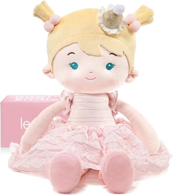 LeyaDoll Soft Baby Doll Toys (16''), My First Baby Rag Doll for 1 Year-Old Girl Birthday Gift, Christmas Plush Toys Gift for Toddler Kids Infants-Daydream-Princess-Wish