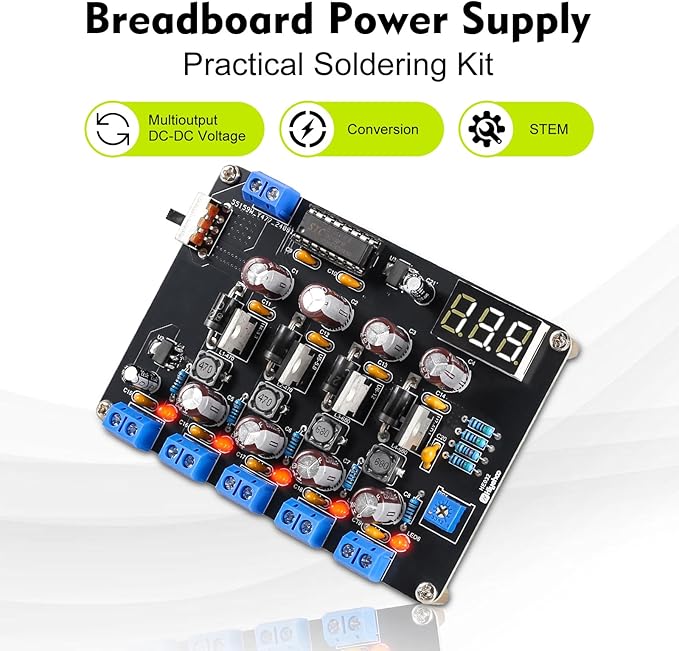 DIY Power Module Soldering Kit, PEMENOL LM2596 Universal 1.5V/3.3V/5V/12V/Adjustable Voltage Output Power Supply Module for School College Electronic DIY Soldering Practice Experiments and Testing